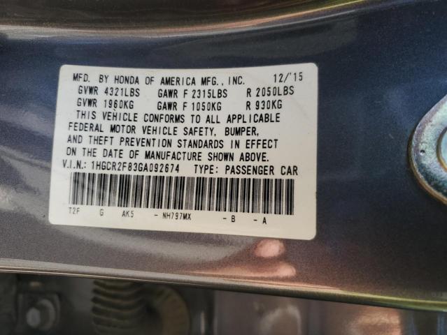 2016 HONDA ACCORD EXL - 1HGCR2F83GA092674