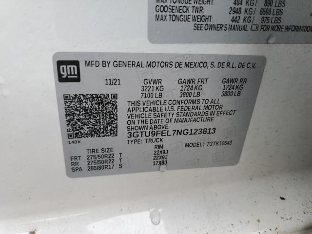 2022 GMC SIERRA LIMITED K1500 DENALI 3GTU9FEL7NG123813