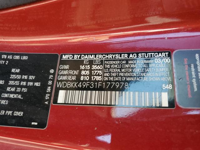 2001 MERCEDES-BENZ SLK 230 KO #3245428419