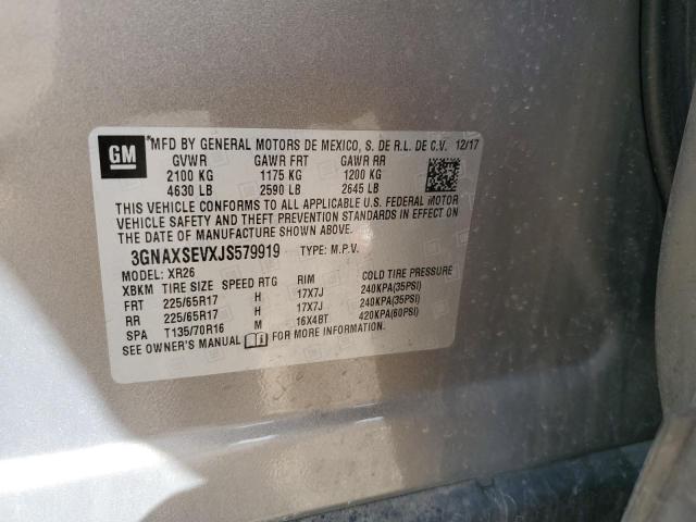 2018 CHEVROLET EQUINOX LT - 3GNAXSEVXJS579919