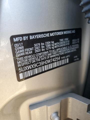 2017 BMW X3 XDRIVE2 5UXWX9C39H0W74254