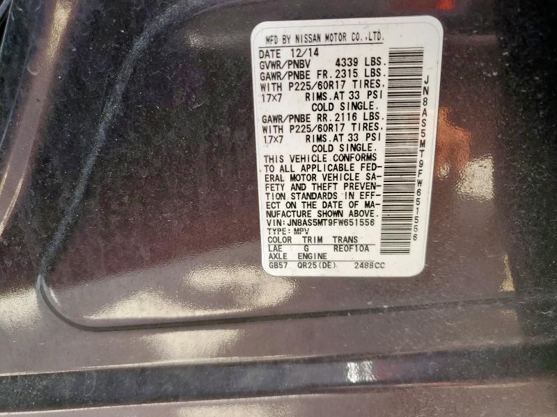 2015 NISSAN ROGUE SELE JN8AS5MT9FW651556