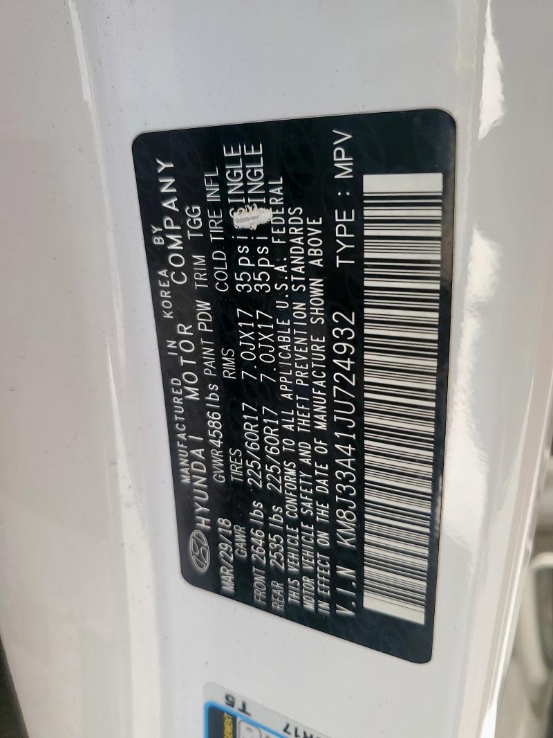 2018 HYUNDAI TUCSON SEL - KM8J33A41JU724932