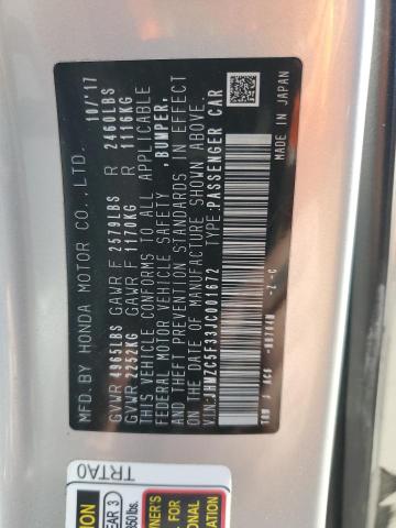 2018 HONDA CLARITY TOURING JHMZC5F33JC001672