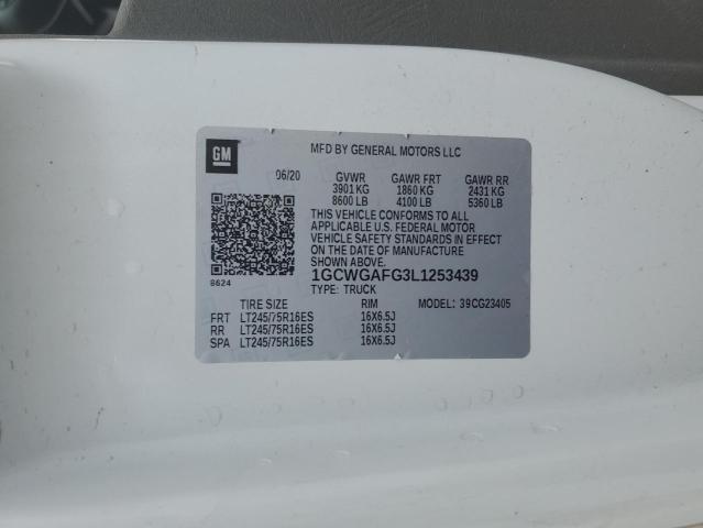 2020 CHEVROLET EXPRESS G2 1GCWGAFG3L1253439