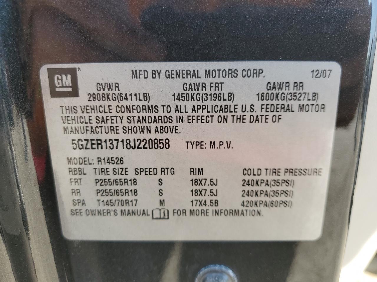 Lot #3266708355 2008 SATURN OUTLOOK XE