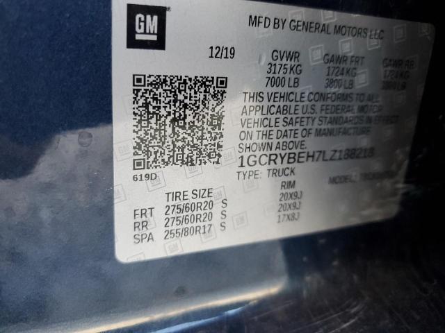 2020 CHEVROLET SILVERADO K1500 CUSTOM 1GCRYBEH7LZ188218