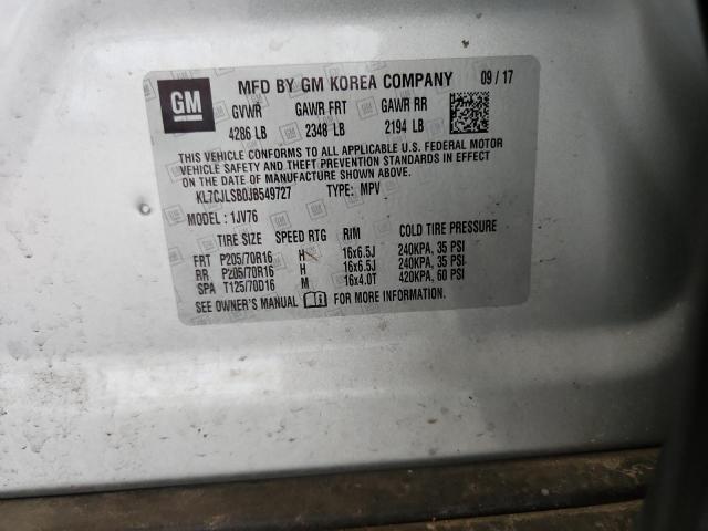 2018 CHEVROLET TRAX 1LT KL7CJLSB0JB549727