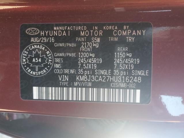 2017 HYUNDAI TUCSON LIM KM8J3CA27HU316248