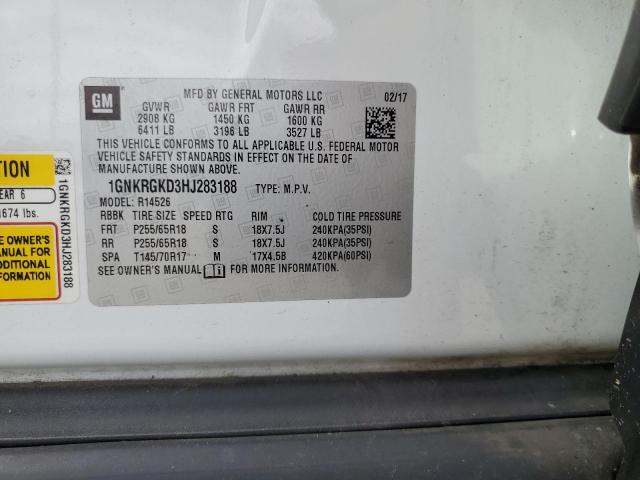 2017 CHEVROLET TRAVERSE L 1GNKRGKD3HJ283188