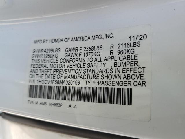 2021 HONDA ACCORD EXL #3297967770