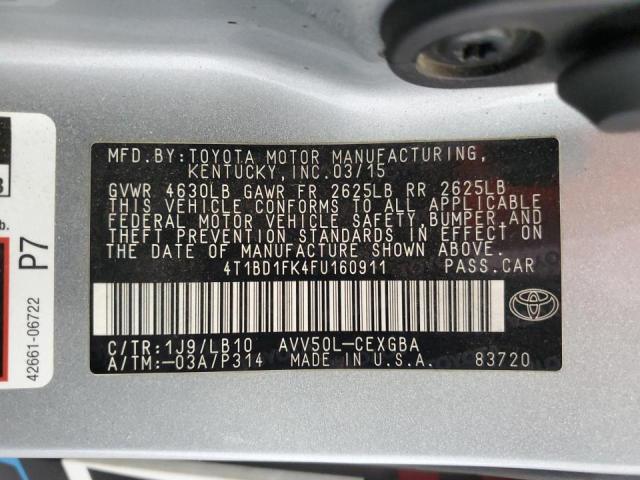 2015 TOYOTA CAMRY HYBR 4T1BD1FK4FU160911