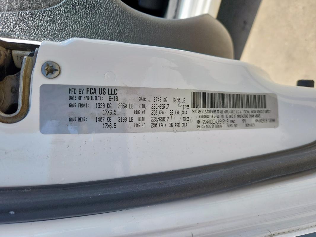 2018 DODGE GRAND CARA - 2C4RDGEG4JR345419