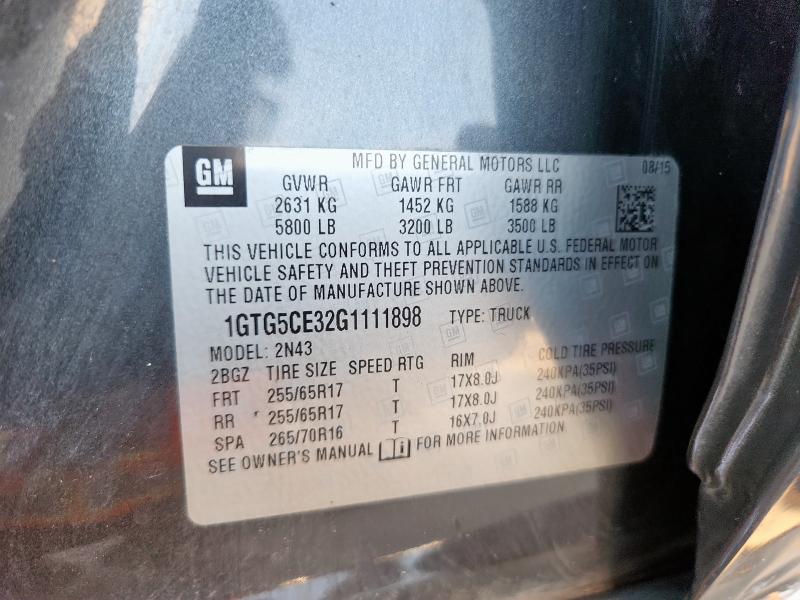 2016 GMC CANYON SLE - 1GTG5CE32G1111898