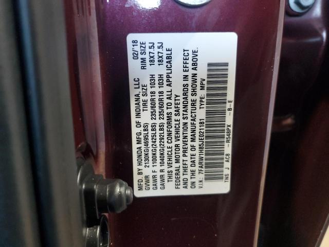 2018 HONDA CR-V EXL 7FARW1H85JE021181