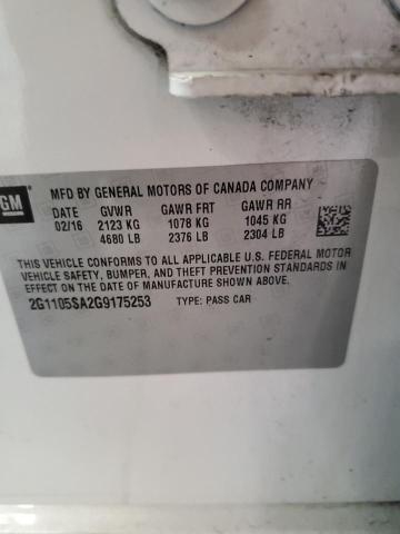 2016 CHEVROLET IMPALA LT 2G1105SA2G9175253