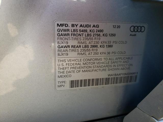 2021 AUDI Q5 PREMIUM WA1BAAFY0M2048613