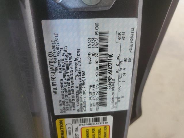 2020 FORD FUSION SE 3FA6P0HD5LR237140