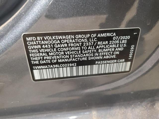 2020 VOLKSWAGEN PASSAT R-L 1VWMA7A36LC022942