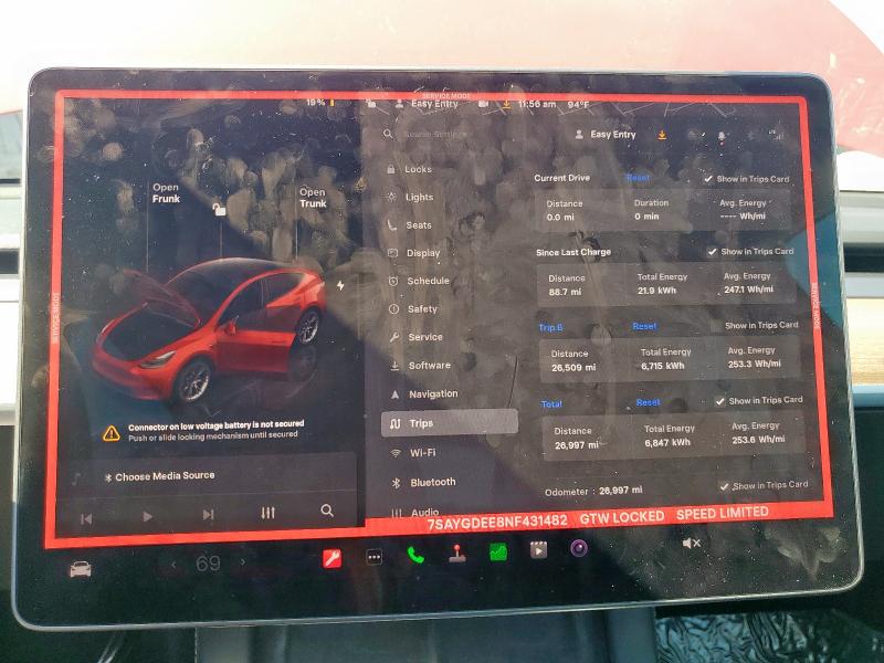 2022 TESLA MODEL Y 7SAYGDEE8NF431482