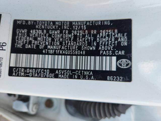 2016 TOYOTA CAMRY LE 4T1BF1FK4GU558048