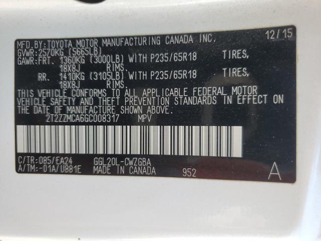 2016 LEXUS RX 350 2T2ZZMCA6GC008317
