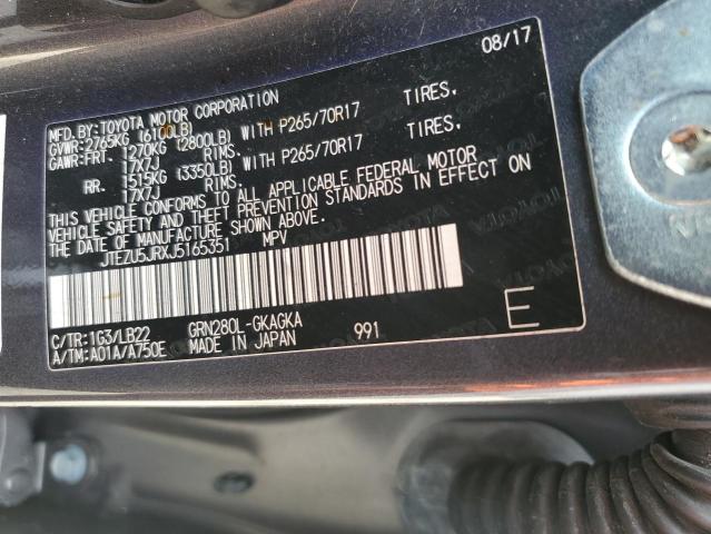 2018 TOYOTA 4RUNNER SR JTEZU5JRXJ5165351