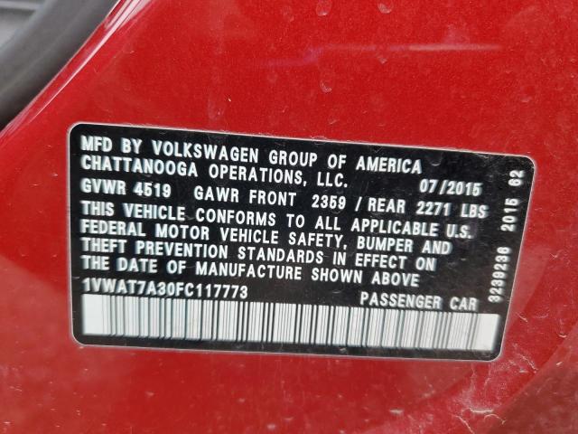 2015 VOLKSWAGEN PASSAT S 1VWAT7A30FC117773