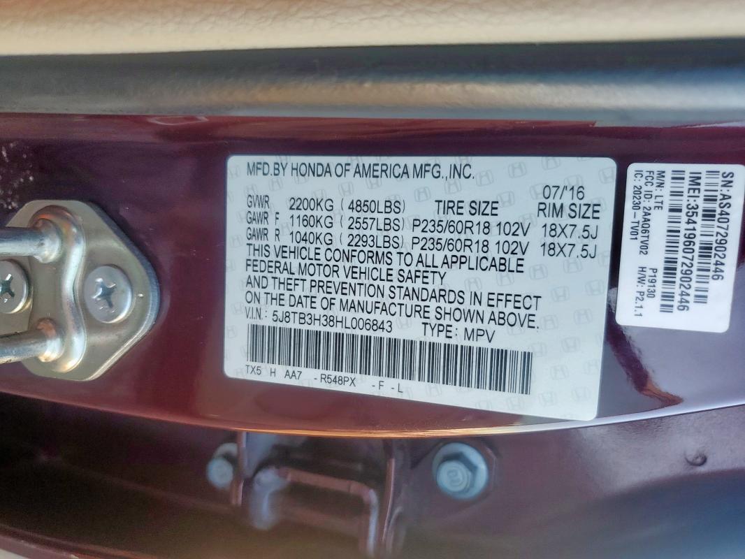 2017 ACURA RDX 5J8TB3H38HL006843