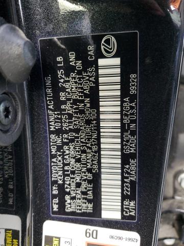 2022 LEXUS ES 350 BAS 58AGZ1B17NU114100