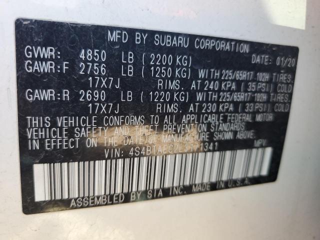 2020 SUBARU OUTBACK PR - 4S4BTAEC2L3171341