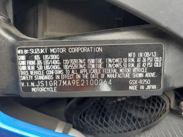 2014 SUZUKI GSX-R750 JS1GR7MA9E2100264