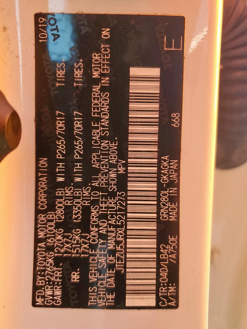 2020 TOYOTA 4RUNNER SR - JTEZU5JRXL5217273