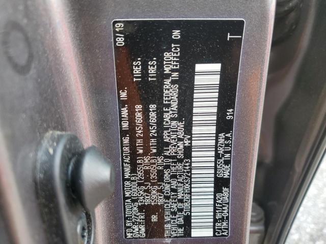 2019 TOYOTA HIGHLANDER 5TDBZRFHXKS721443