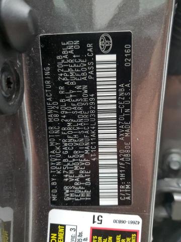 2020 TOYOTA CAMRY LE 4T1C11AK4LU382994