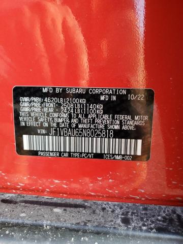 2022 SUBARU WRX GT JF1VBAU65N8025818