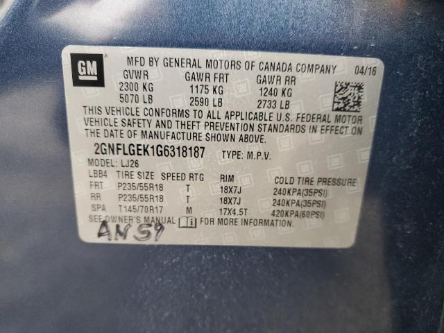 2016 CHEVROLET EQUINOX LTZ 2GNFLGEK1G6318187