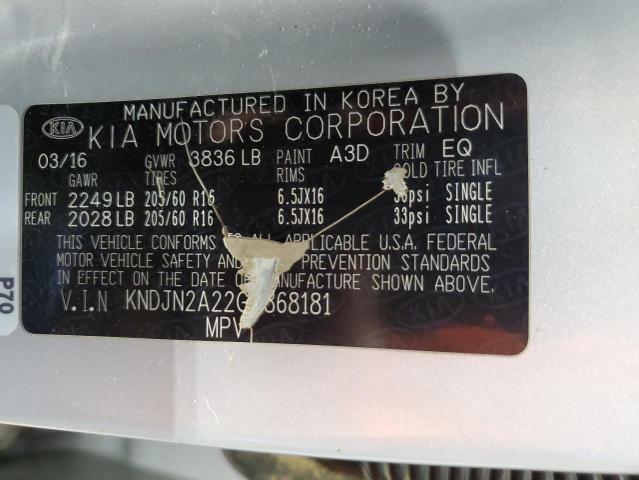 2016 KIA SOUL KNDJN2A22G7868181