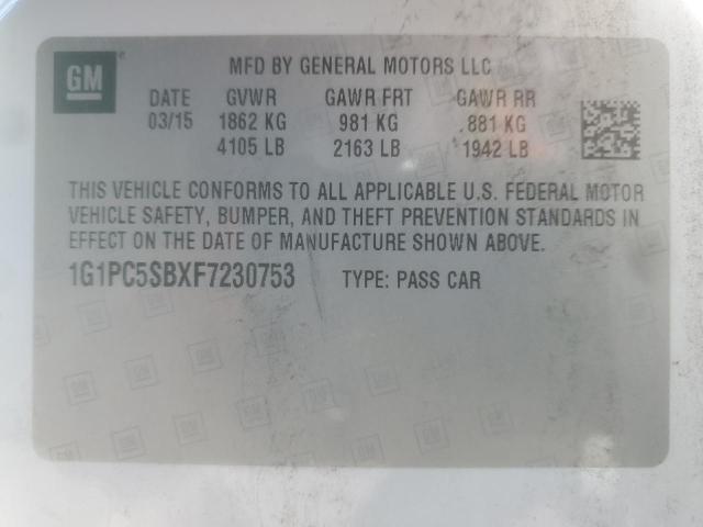 2015 CHEVROLET CRUZE LT 1G1PC5SBXF7230753