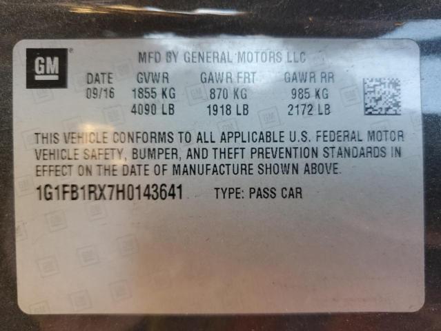 2017 CHEVROLET CAMARO LT 1G1FB1RX7H0143641