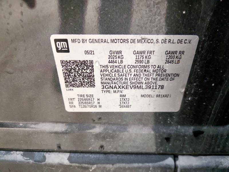 2021 CHEVROLET EQUINOX LT 3GNAXKEV9ML391178