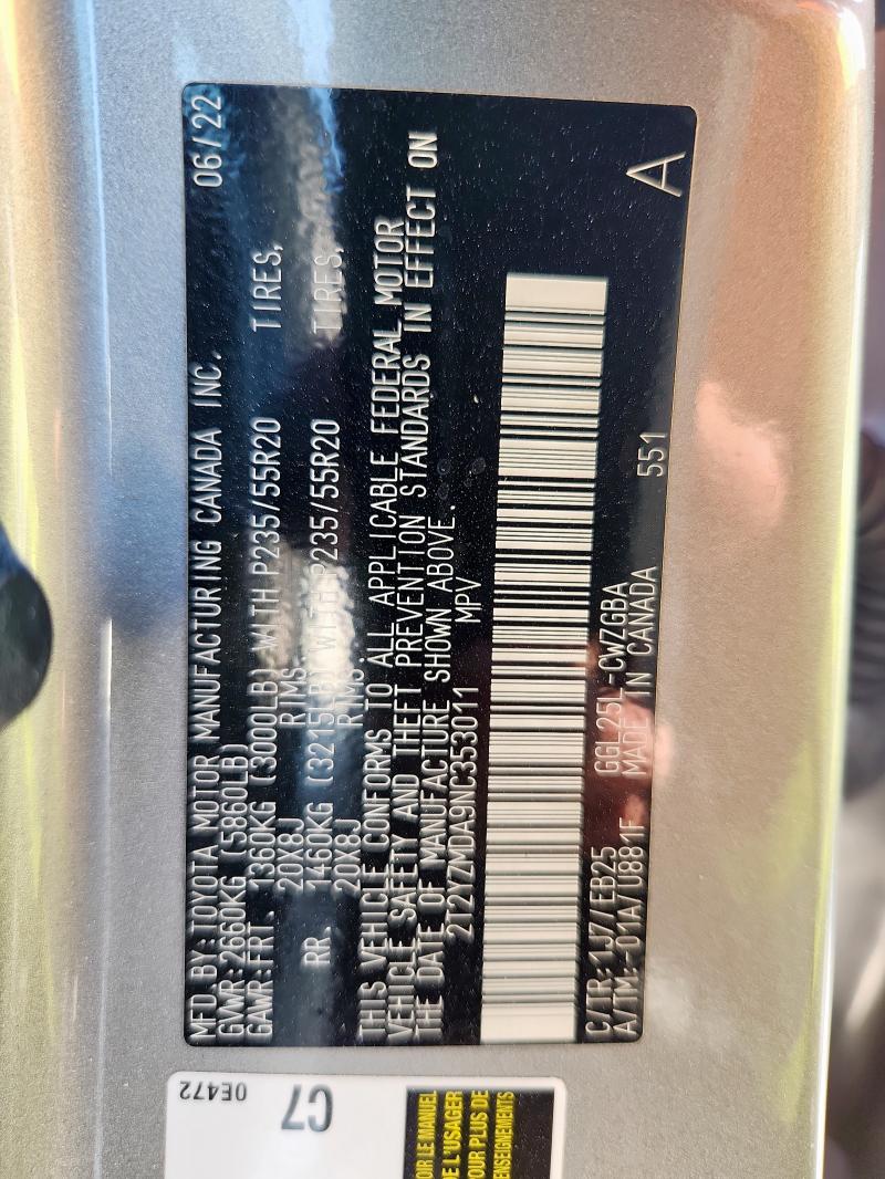 2022 LEXUS RX 350 F S 2T2YZMDA9NC353011