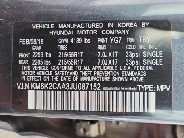 2018 HYUNDAI KONA SEL - KM8K2CAA3JU087152