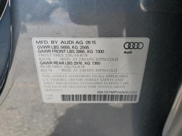 2016 AUDI Q5 PREMIUM WA1D7AFP2GA052350