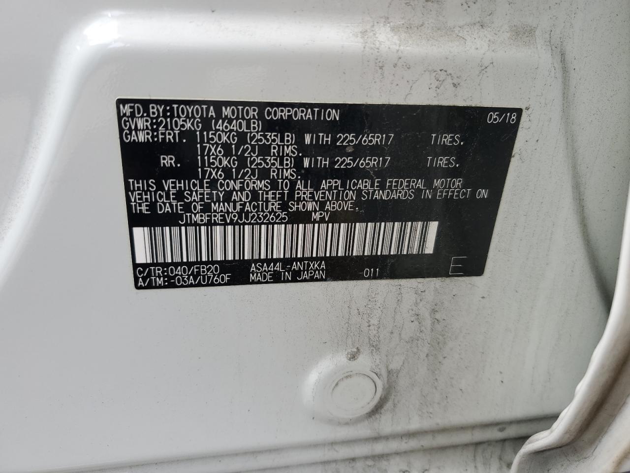 Lot #3256435336 2018 TOYOTA RAV4 LE