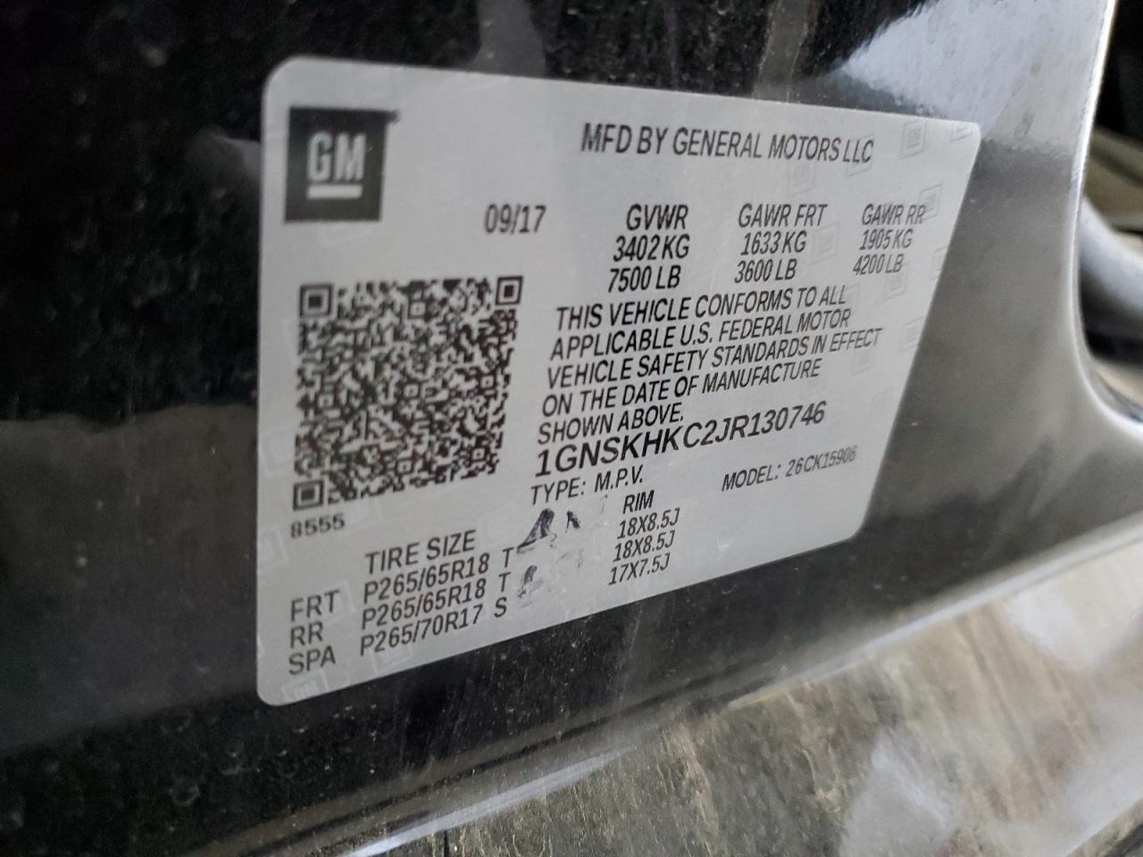 Lot #3318077367 2018 CHEVROLET SUBURBAN K