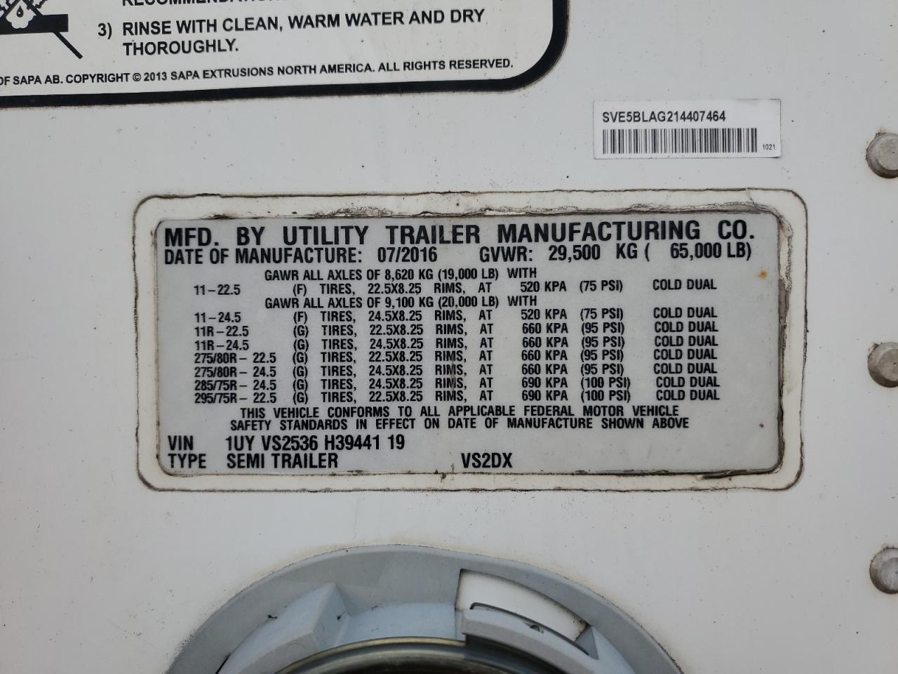 Lot #3301814327 2017 UTILITY VS2DX