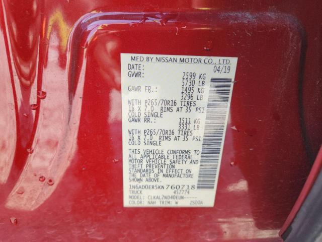 2019 NISSAN FRONTIER S - 1N6AD0ER5KN760718