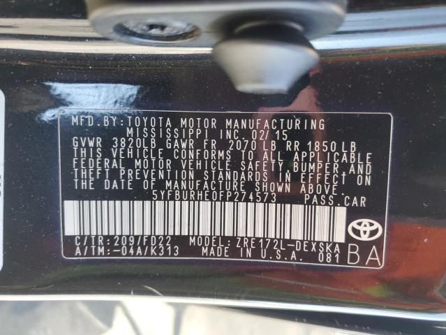2015 TOYOTA COROLLA 5YFBURHE0FP274573