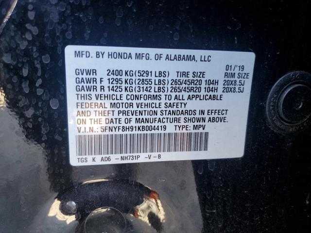 2019 HONDA PASSPORT TOURING #3304602511